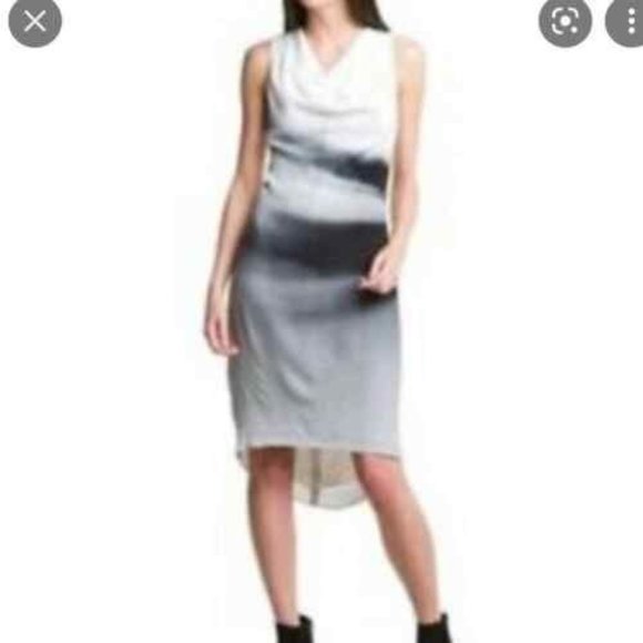 Helmut Lang Beam Shift Dress Sleeveless Hi-Low Midi 10 M Grey scale NWT - Picture 12 of 16